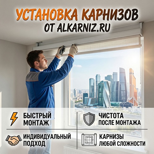 Установка карнизов для штор от профессионалов
